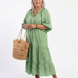 PAULINE | PATTERNED V-NECK MIDI DRESS