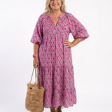 PAULINE | PATTERNED V-NECK MIDI DRESS