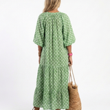 PAULINE | PATTERNED V-NECK MIDI DRESS