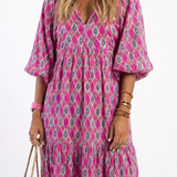 PAULINE | PATTERNED V-NECK MIDI DRESS
