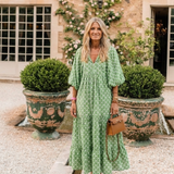 PAULINE | PATTERNED V-NECK MIDI DRESS