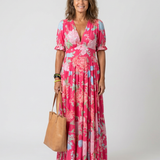 MARGARET | FLORAL V-NECK MAXI DRESS
