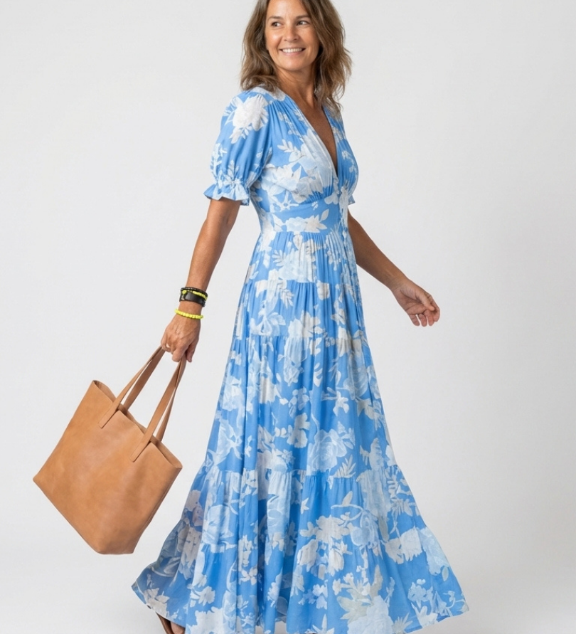 MARGARET | FLORAL V-NECK MAXI DRESS