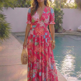 MARGARET | FLORAL V-NECK MAXI DRESS