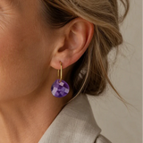 Geometric Amethyst Drop Earrings with Faceted Design