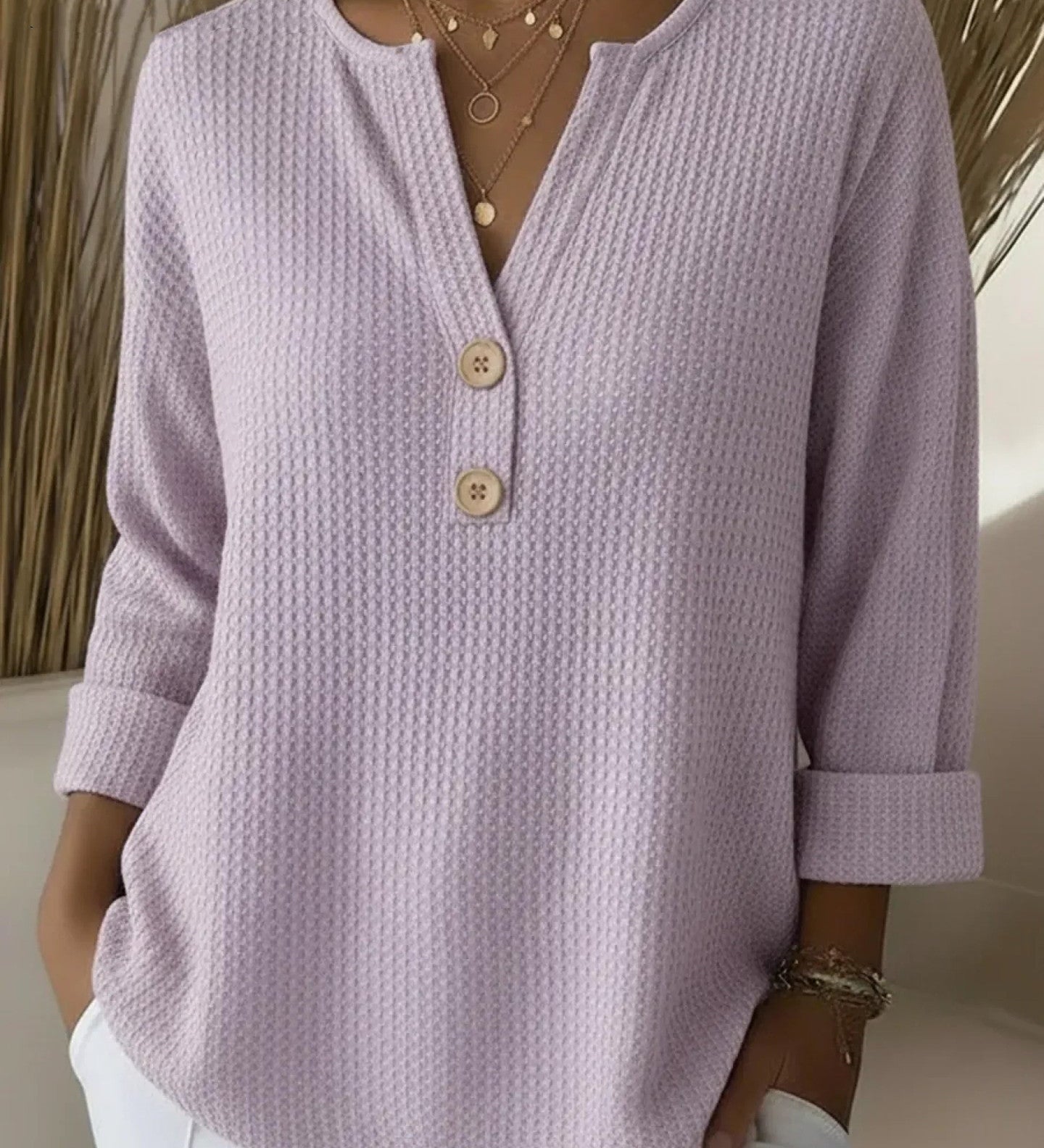 Henley Button Top for Women