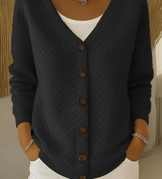 Laverne | Quilted Button Front Cardigan