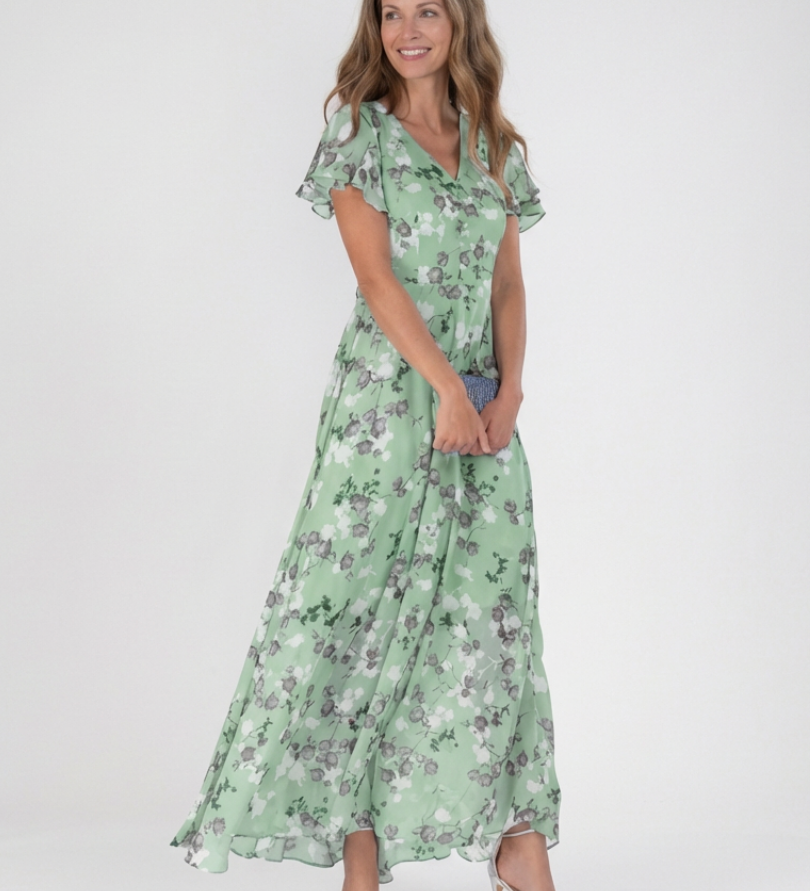 SYLVIA | FLORAL CHIFFON MAXI DRESS