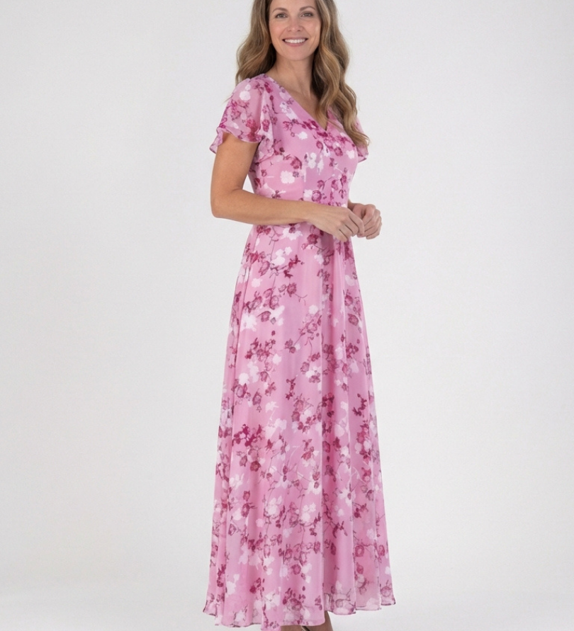 SYLVIA | FLORAL CHIFFON MAXI DRESS