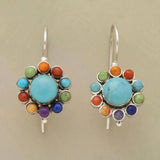 Turquoise Vintage Iris Hoop Earrings