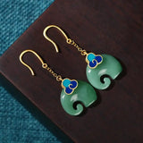 Vintage-Inspired Green Elephant Earrings