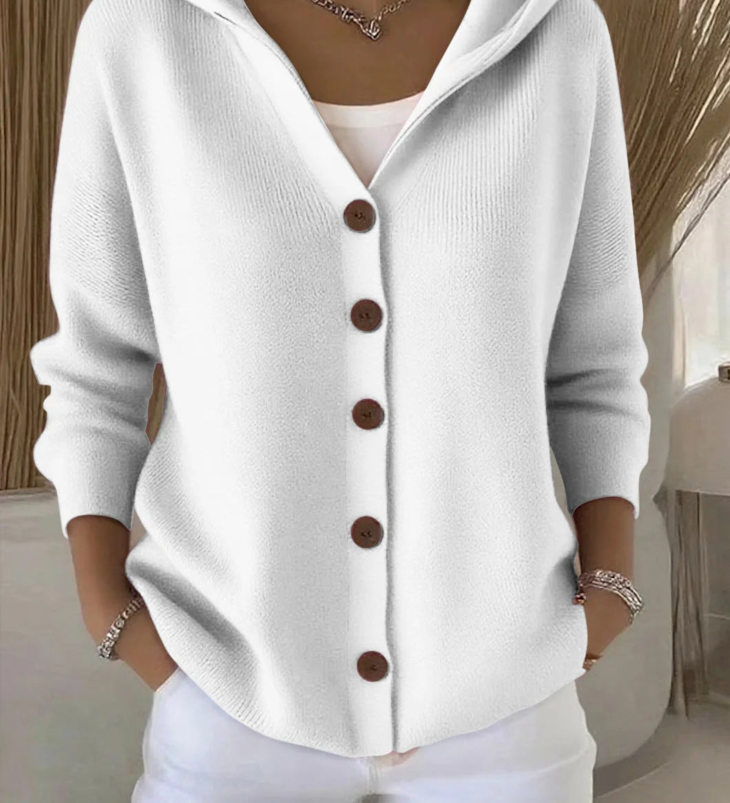 Darienne | Hooded Button Up Knit Cardigan