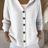 Darienne | Hooded Button Up Knit Cardigan