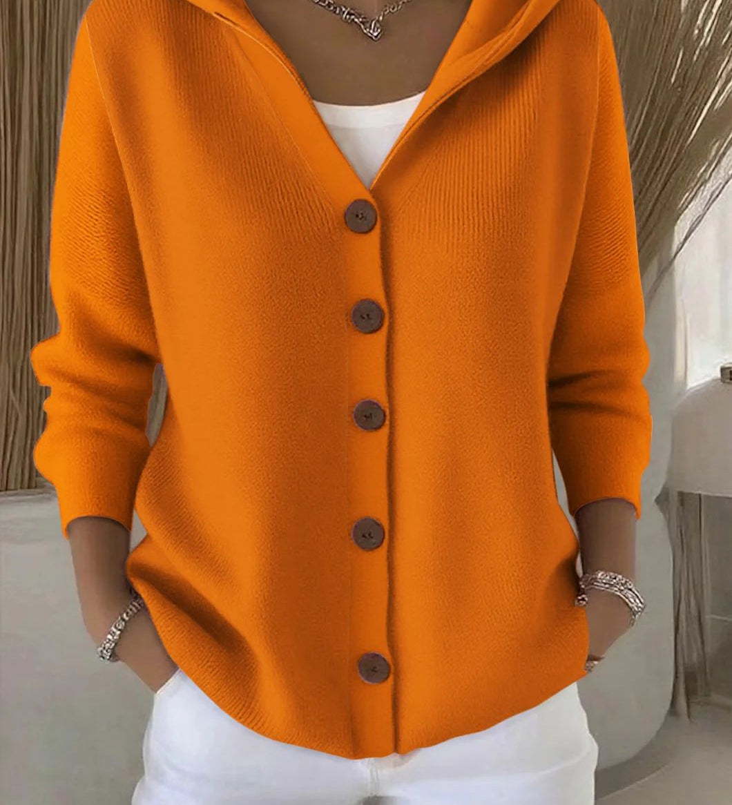 Darienne | Hooded Button Up Knit Cardigan