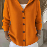 Darienne | Hooded Button Up Knit Cardigan