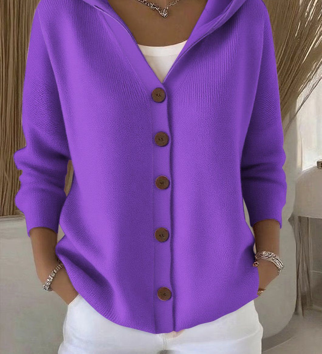 Darienne | Hooded Button Up Knit Cardigan