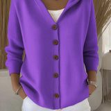 Darienne | Hooded Button Up Knit Cardigan