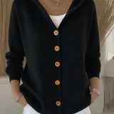 Darienne | Hooded Button Up Knit Cardigan