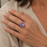 Silver Ring with Oval Amethyst and Zirconia