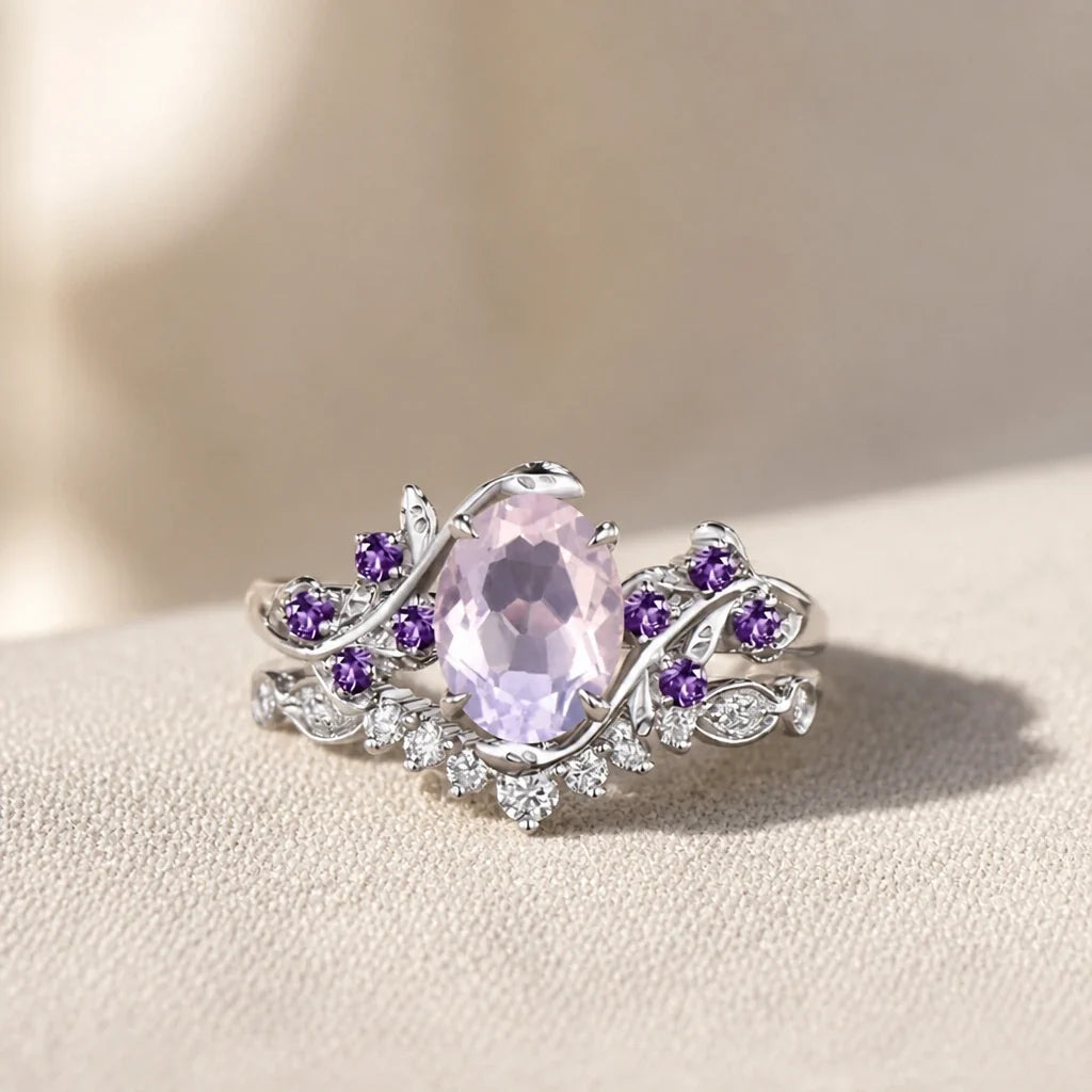 Silver Ring with Oval Cut Gemstone