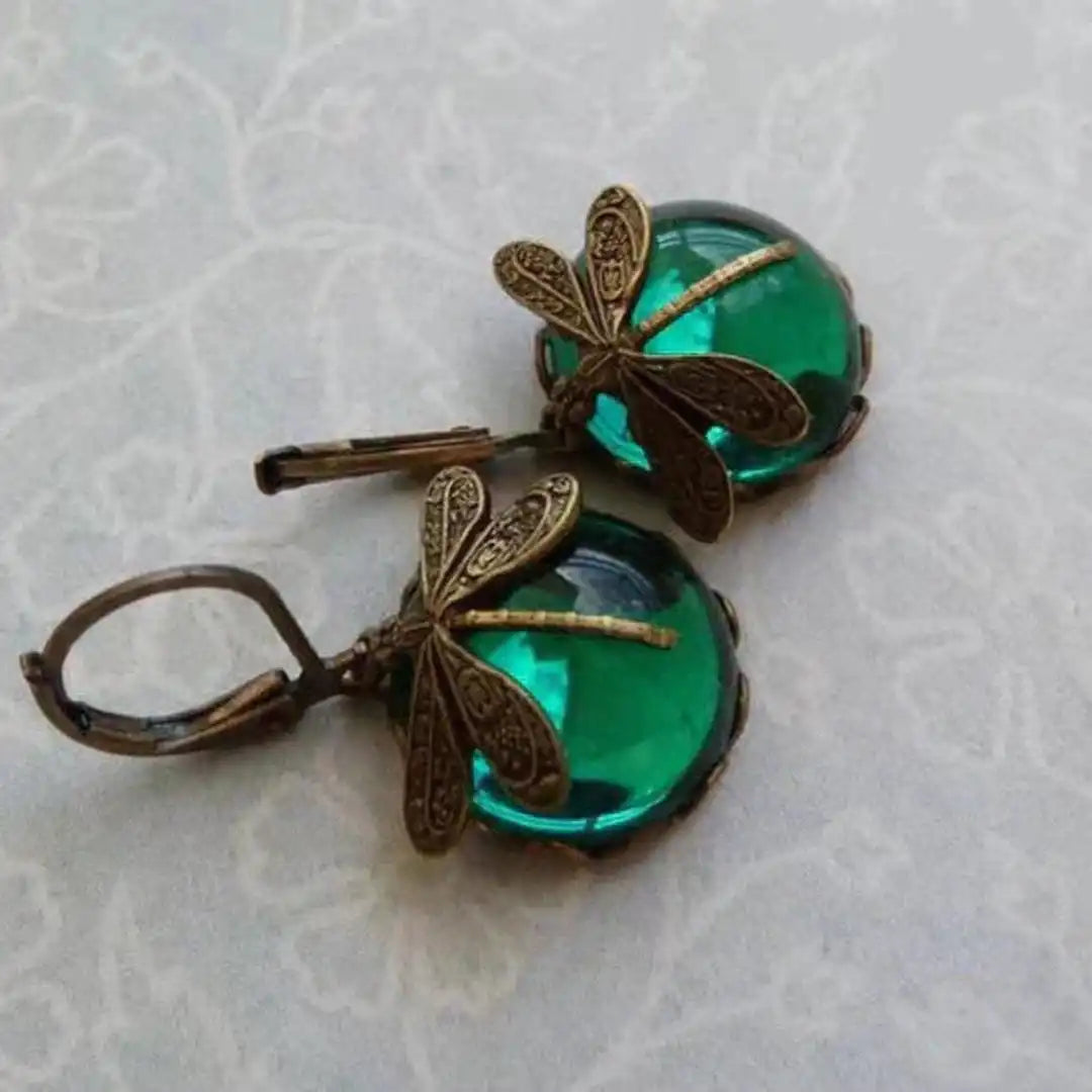 Vintage-Inspired Gold Dragonfly Earrings