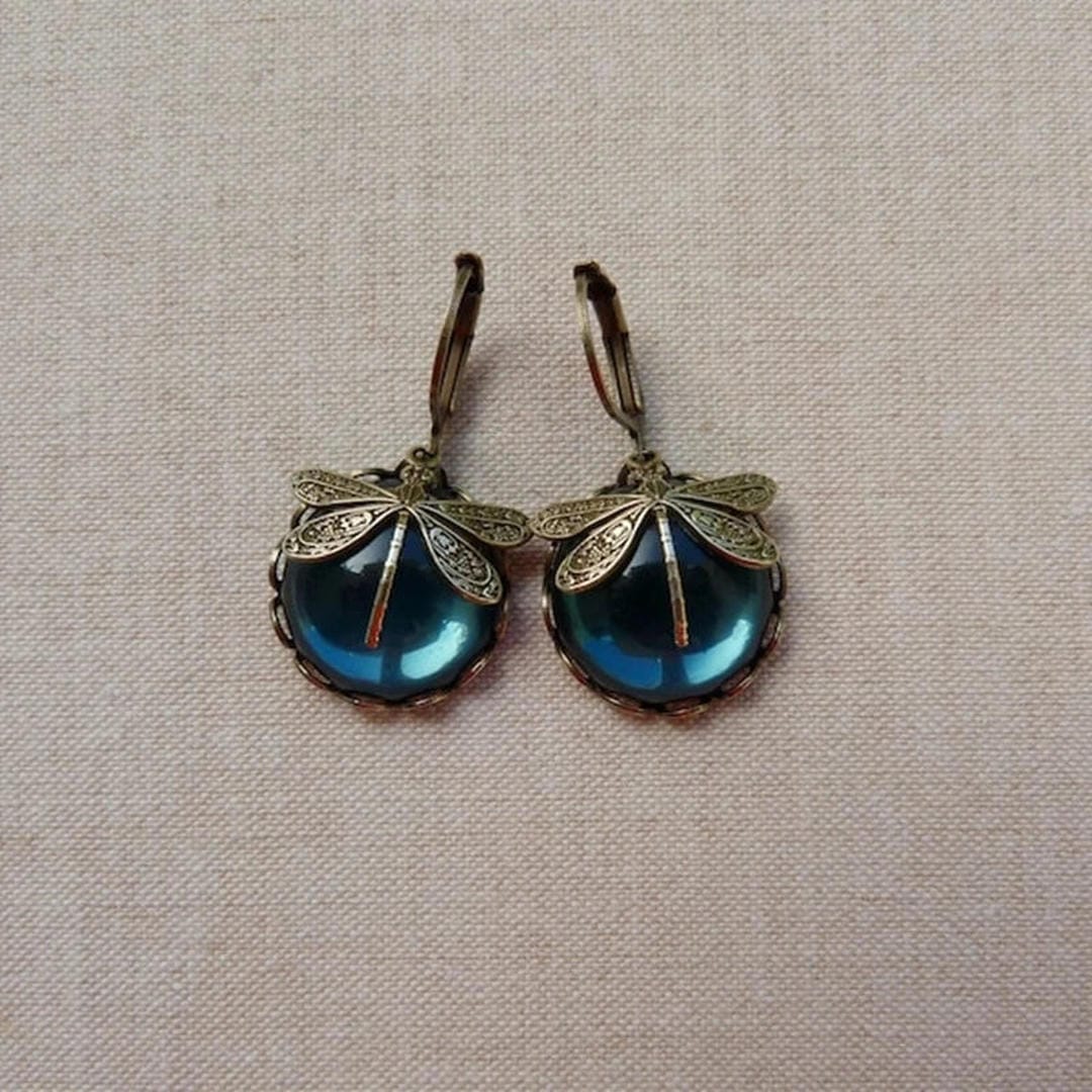 Vintage-Inspired Gold Dragonfly Earrings