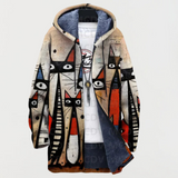 Ellis | Abstract Patterned Coat Featuring a Cat Design