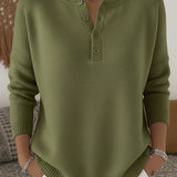 Helena | Henley Button Up Knit Jumper