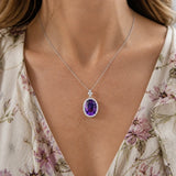 Elegant Halo Solitaire Pendant Necklace