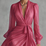 BEATRICE | ELEGANT CHIFFON V-NECK MAXI DRESS