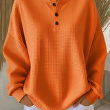 Cosy Waffle Henley Sweatshirt for Women