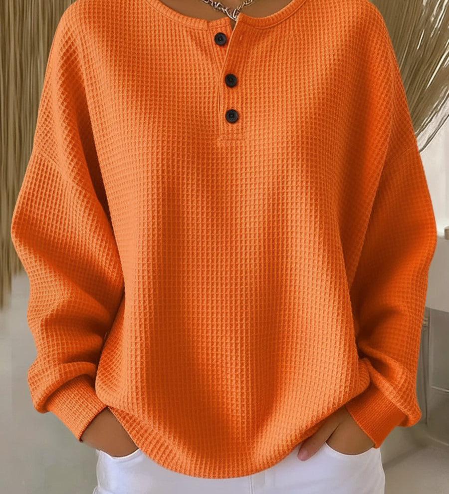 Cosy Waffle Henley Sweatshirt for Women