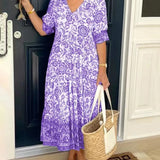 PATRICIA | GRACEFUL FLORAL V-NECK MIDI DRESS