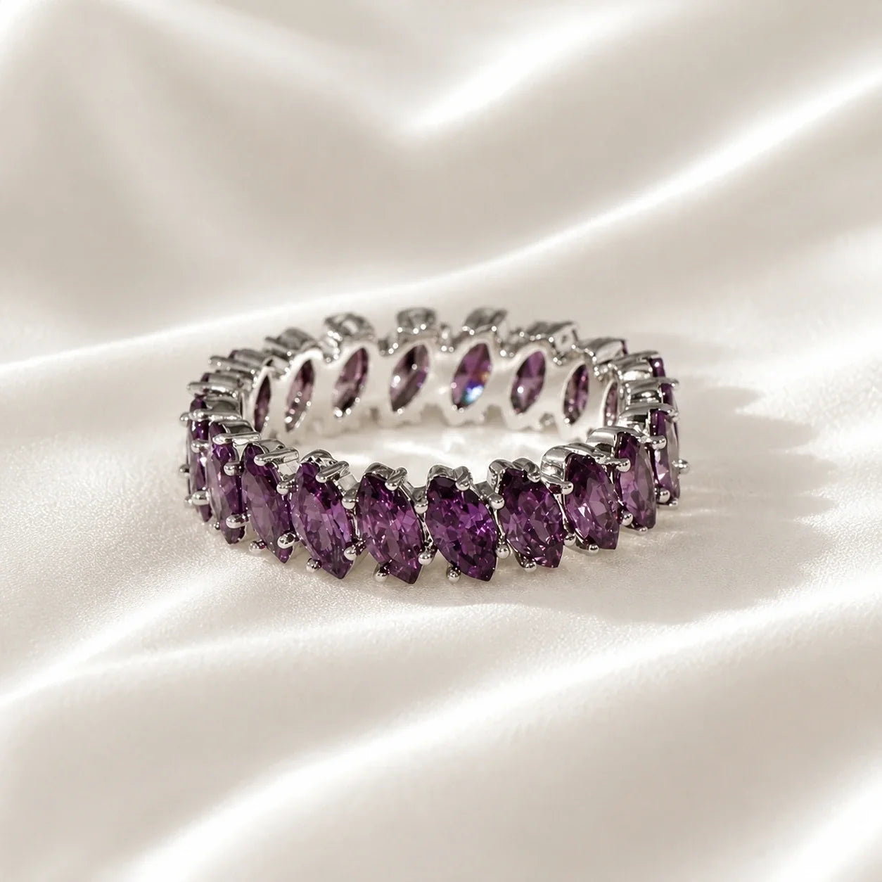Marquise-Shaped Eternity Band Ring