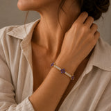 Gold Bracelet with Clover Amethyst Charm