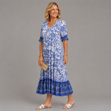 PATRICIA | GRACEFUL FLORAL V-NECK MIDI DRESS