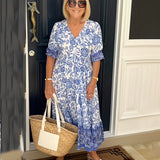 PATRICIA | GRACEFUL FLORAL V-NECK MIDI DRESS
