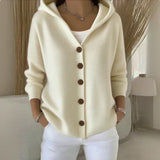 Darienne | Hooded Button Up Knit Cardigan