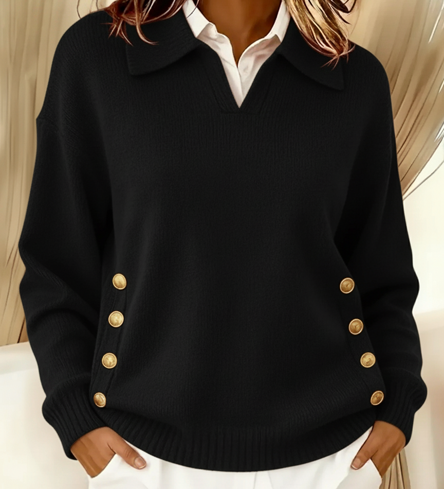 Vynette | V Neck Jumper with Collar