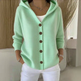 Darienne | Hooded Button Up Knit Cardigan