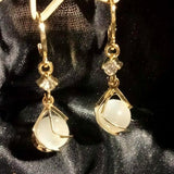 Elegant White Opal Drop Earrings