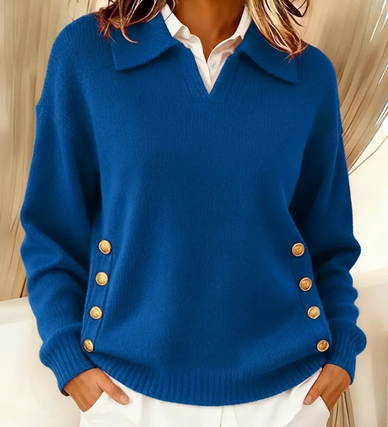 Vynette | V Neck Jumper with Collar