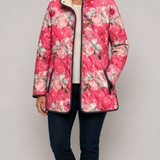 Freya | Charming Pink Floral Print Quilted Jacket