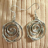 Retro Silver Labyrinth Earrings