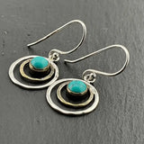 Turquoise and Gold Bohemian Saturn Earrings