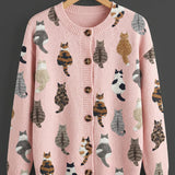 Charlotte™ | Cozy Cat Print Cardigan
