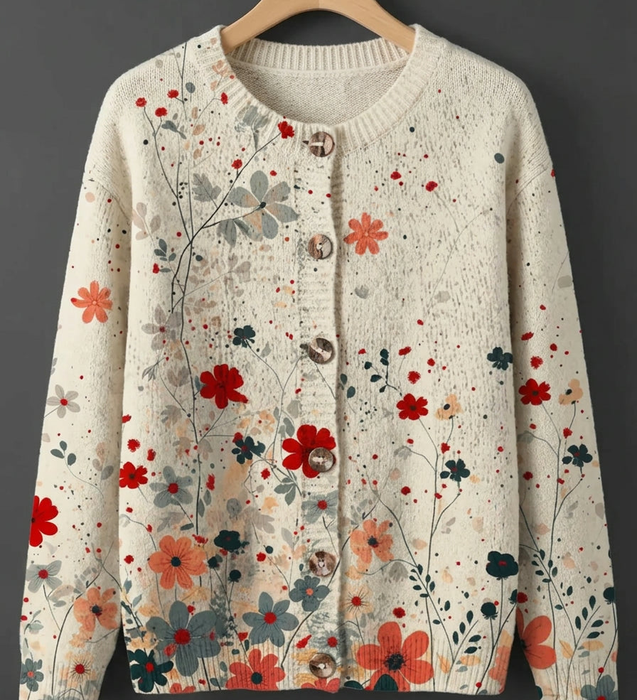 Sabrina™ | Vintage Floral Knit Cardigan