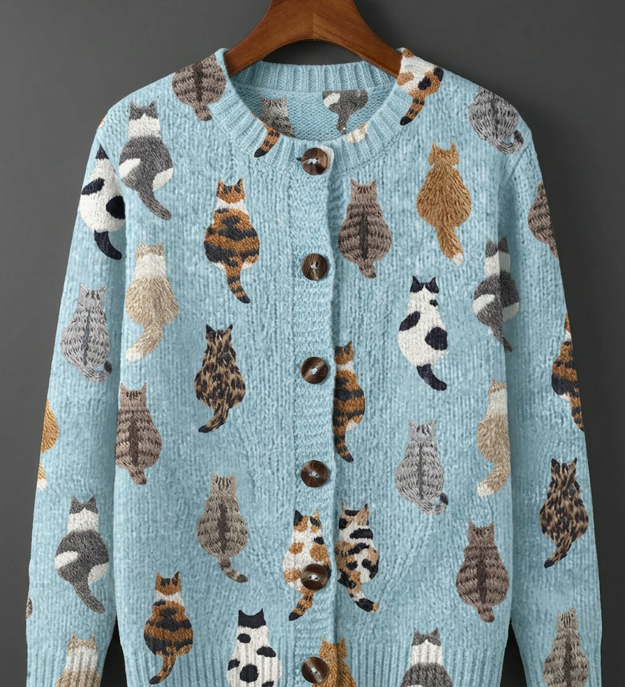 Charlotte™ | Cozy Cat Print Cardigan