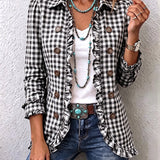 Charlene | Gingham Ruffled Button Down Jacket