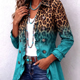 Elspeth | Leopard Ombre Ruffle Blazer Jacket